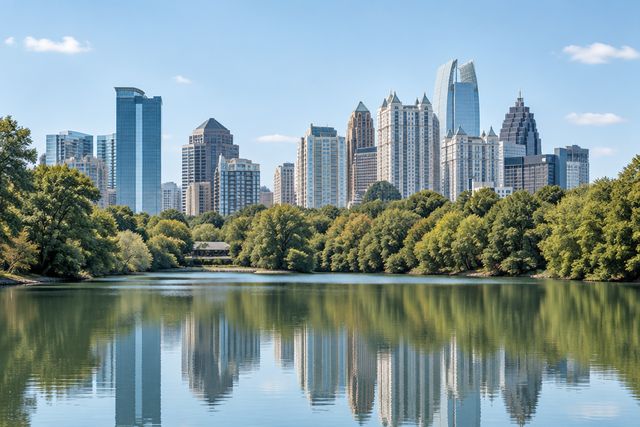 Cardiology billing services in Georgia: the Atlanta skyline from Piedmont Park