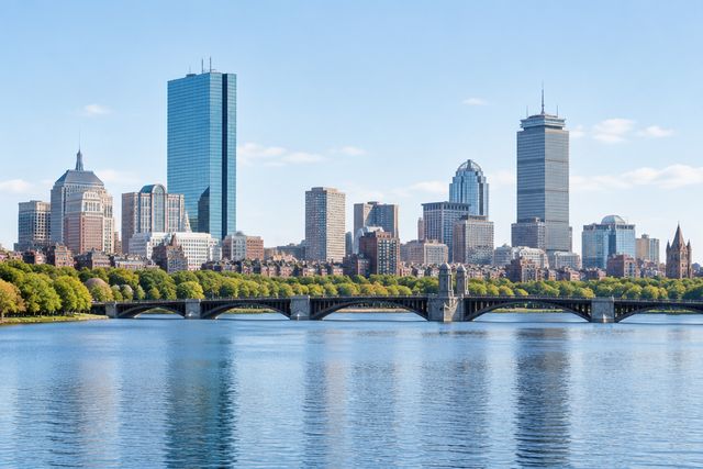 Cardiology billing services in Massachusetts: the Boston skyline over the Charles River