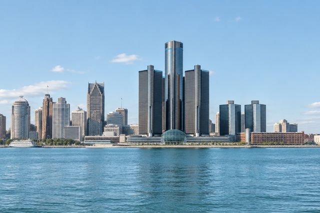 Cardiology billing services in Michigan: the Detroit skyline over the Detroit River