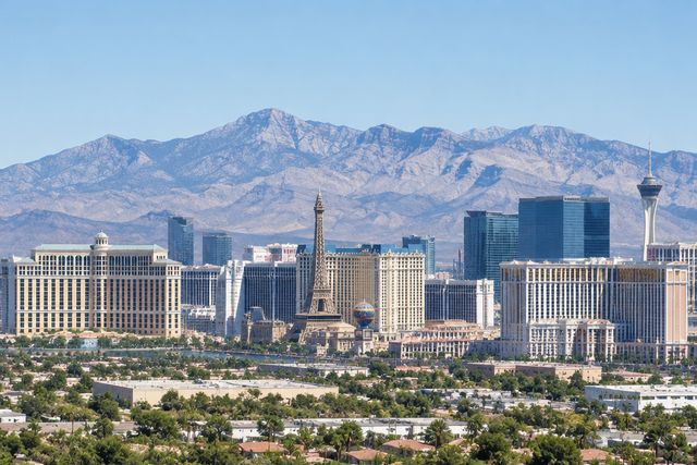 Cardiology billing services in Nevada: the Las Vegas skyline with desert mountains behind