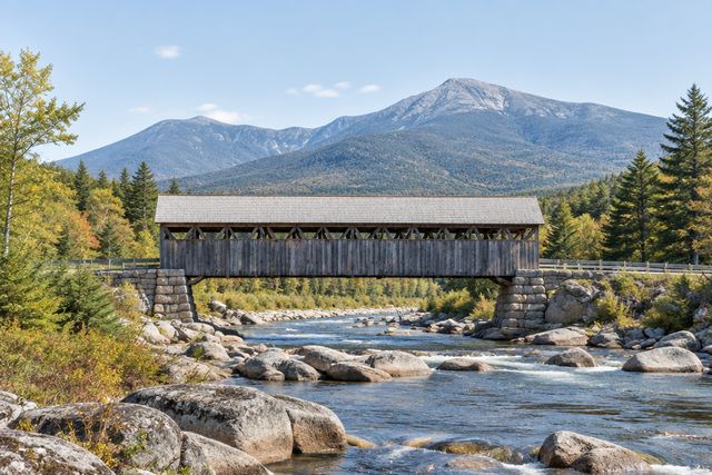 Cardiology billing services in New Hampshire: the White Mountains with a covered bridge