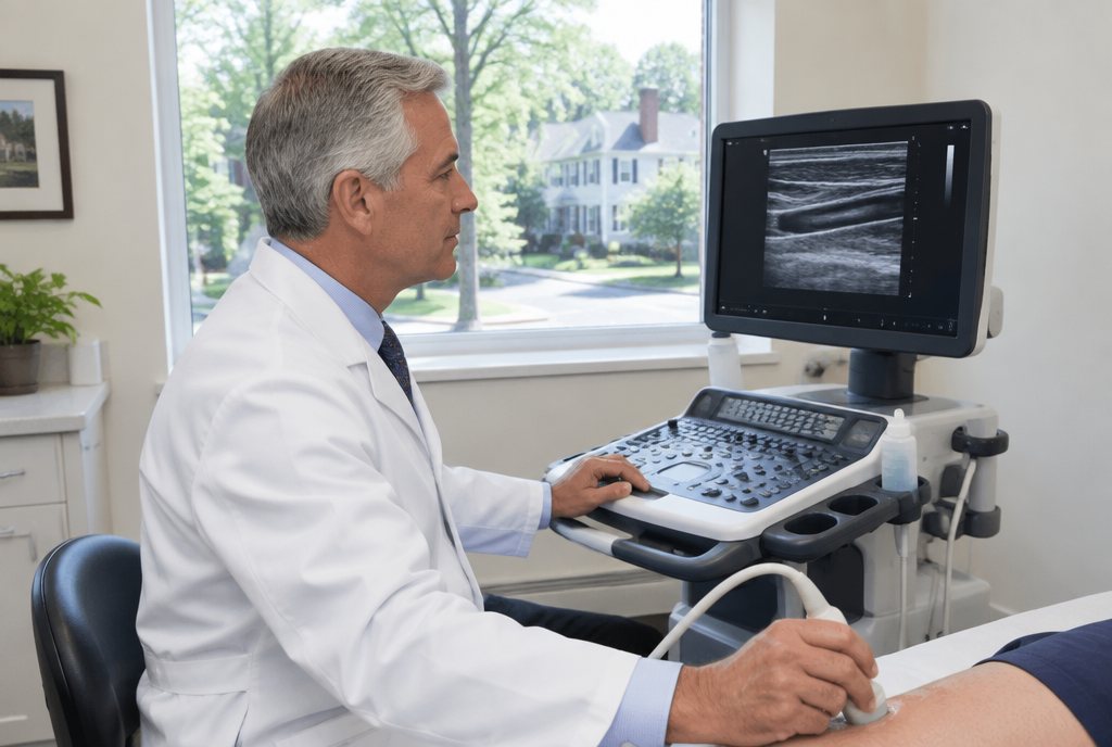 Cardiology billing services in New Jersey: a cardiologist running a pacemaker check in a Monmouth County office