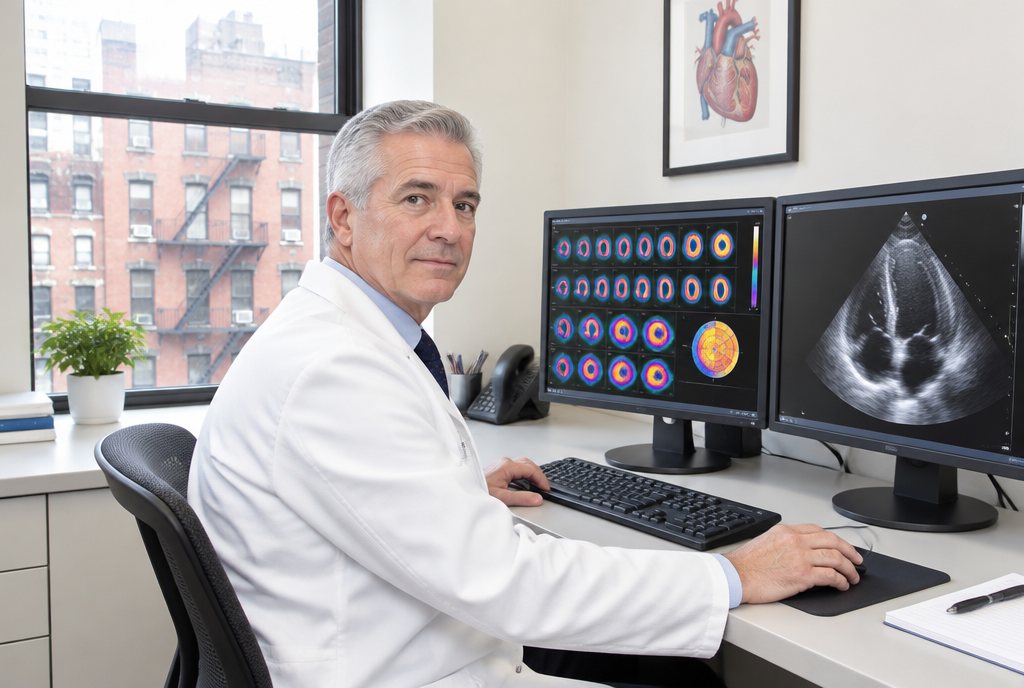 Cardiology billing services in New York: a cardiologist handing a Holter monitor to a patient in a Long Island office