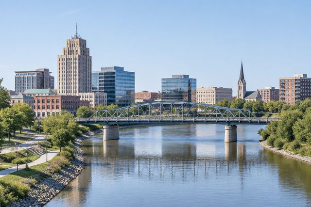 Cardiology billing services in North Dakota: downtown Fargo along the Red River
