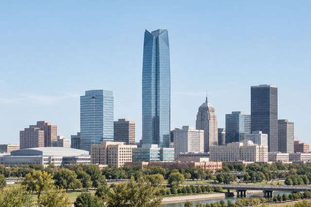 Cardiology billing services in Oklahoma: the Oklahoma City skyline and the Devon Tower
