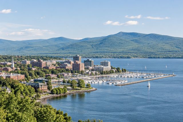 Cardiology billing services in Vermont: Burlington and Lake Champlain with green mountains beyond