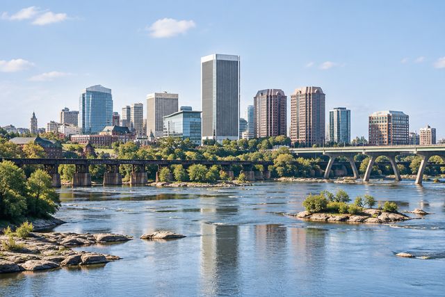 Cardiology billing services in Virginia: the Richmond skyline over the James River