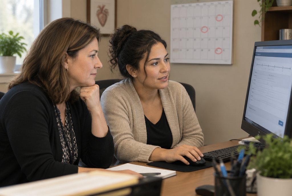 Payer enrollment for cardiologists: an office manager and our biller filing an enrollment form